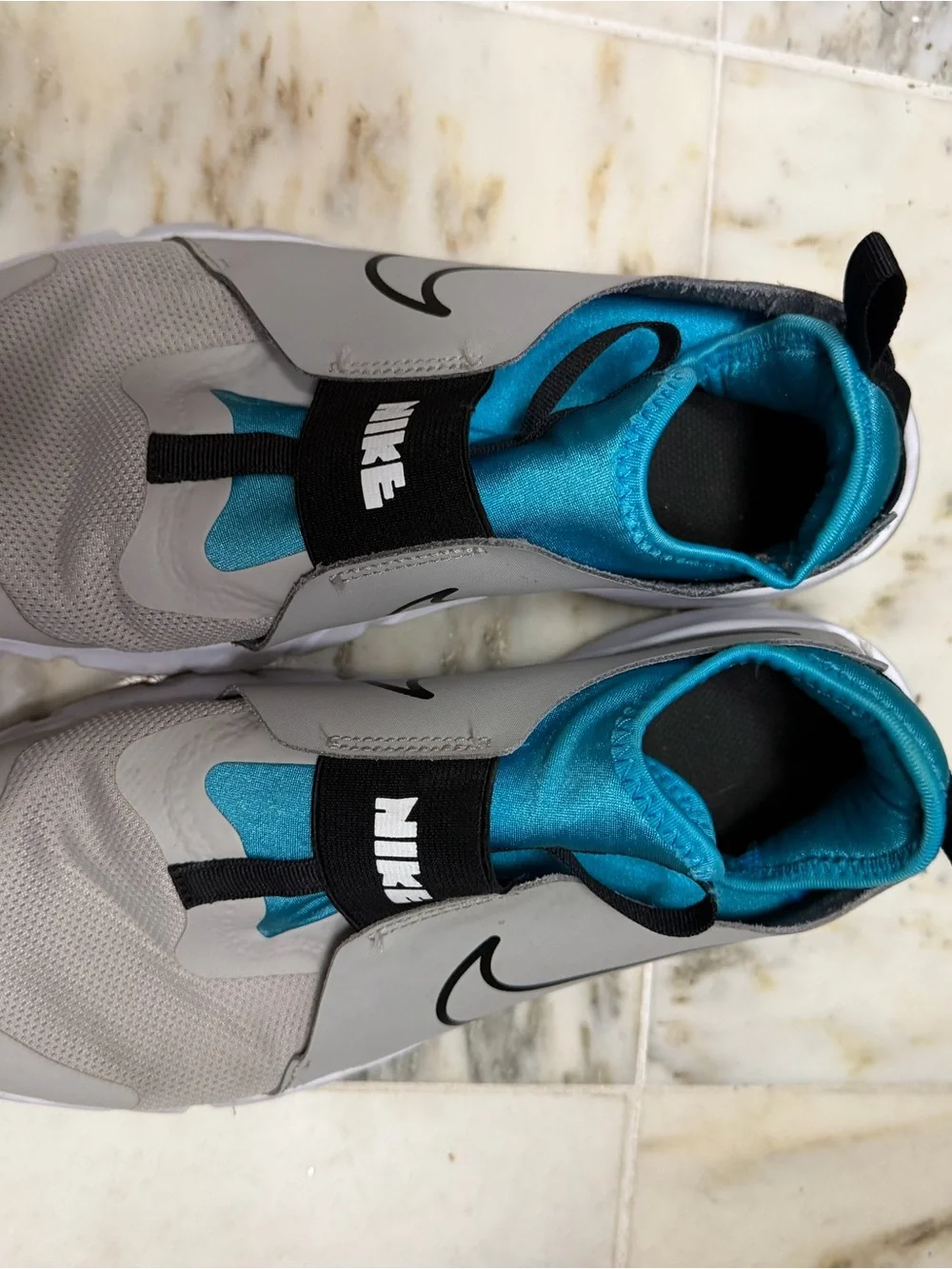 Nike Kids Slip-On Sneakers in Teal and Gray